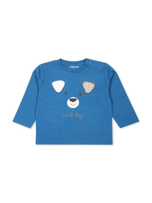 Polera niño perrito orejas azul Mayoral - detalle orejas 3D