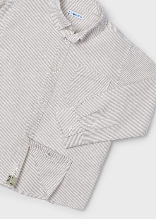 Camisa niño rayas beige Mayoral - detalle