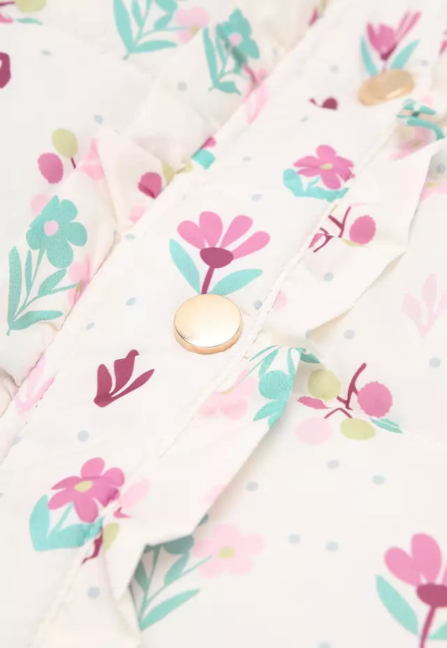 PARKA NIÑA SIN MANGA CRUDO FLORES OSITO