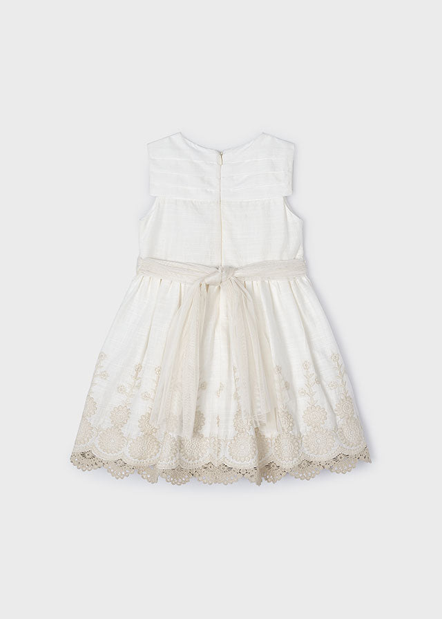 VESTIDO NIÑA BORDADO CRUDO MAYORAL