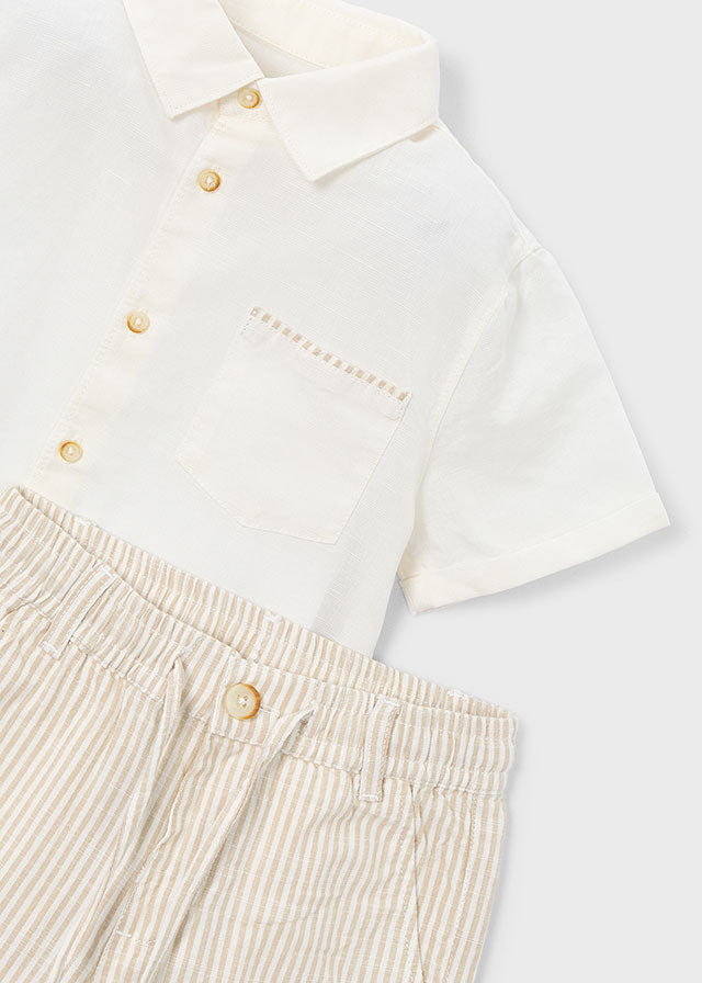 Conjunto Niño 2 Piezas Lino Avena Rayas Mayoral