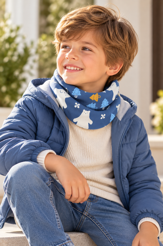 Cuello de Algodón Ositos Azul