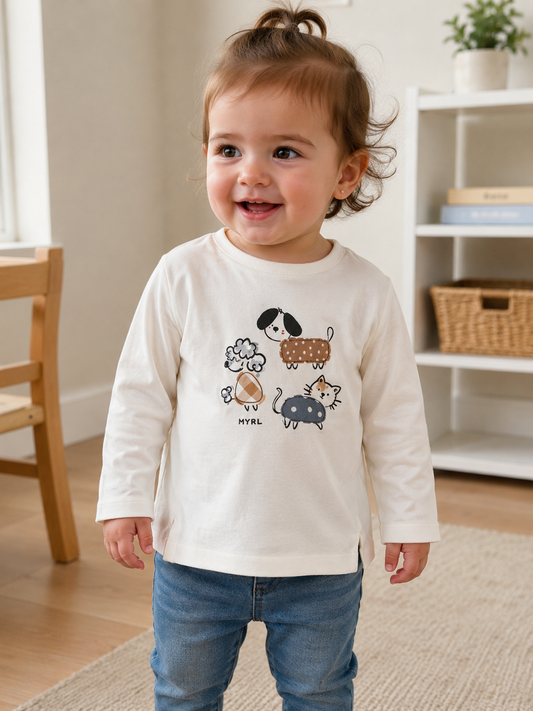 Polera niña manga larga perritos Mayoral - detalle