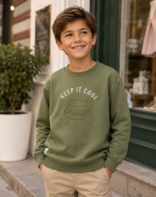 Polerón Niño Estampado Relieve Verde Mayoral