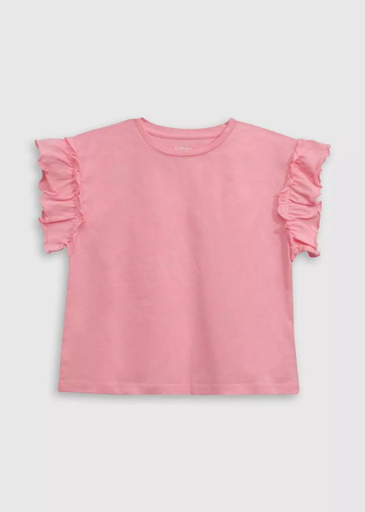 Polera niña básica rosada Colloky - detalle