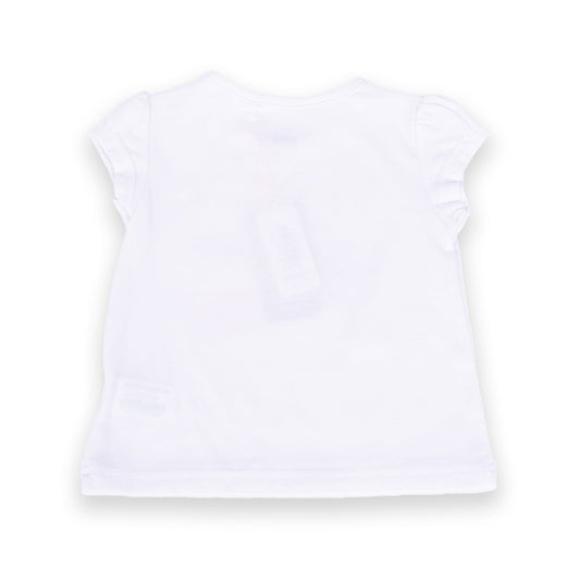 Polera niña blanca ballenas - detalle estampado