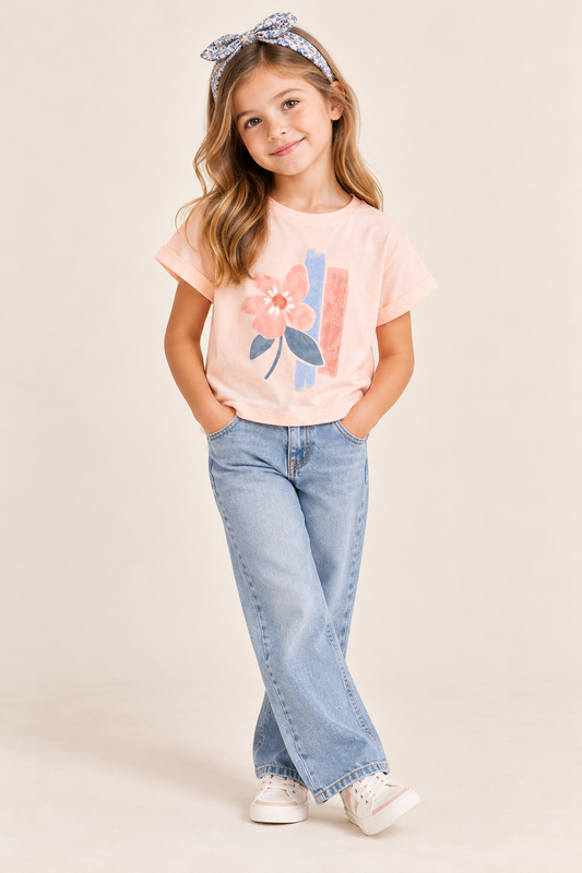 Polera Niña MC Banda con Cintillo Salmon Mayoral
