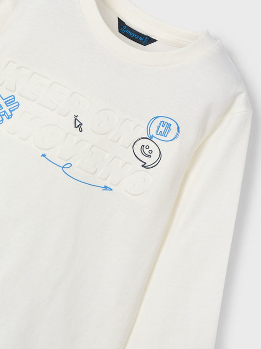 Polera niño con relieve blanco Mayoral - detalle