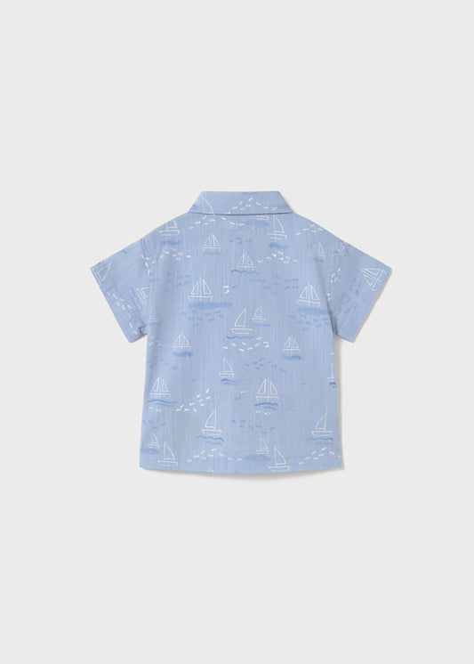Camisa niño manga corta barcos Mayoral - detalle estampado