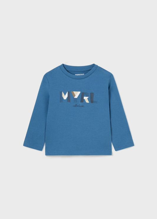 POLERA NIÑO LETRAS AZUL MAYORAL