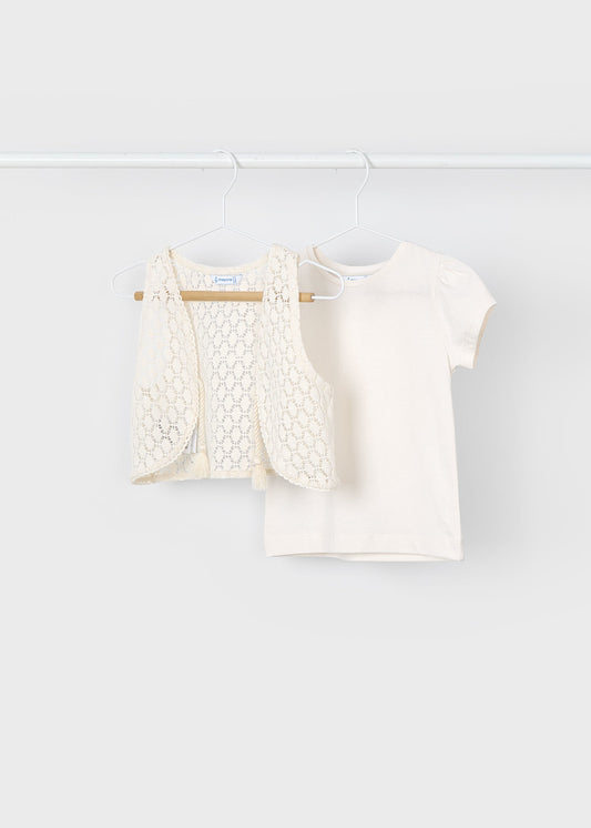 CONJUNTO NIÑA 2 PIEZAS POLERA Y CHALECO HUESO MAYORAL