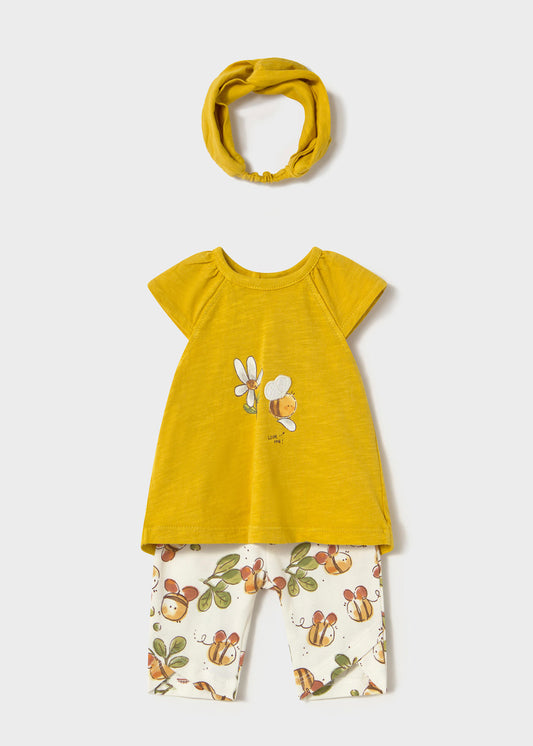 CONJUNTO NIÑA POLERA CALZA CINTILLO OLIVA MAYORAL