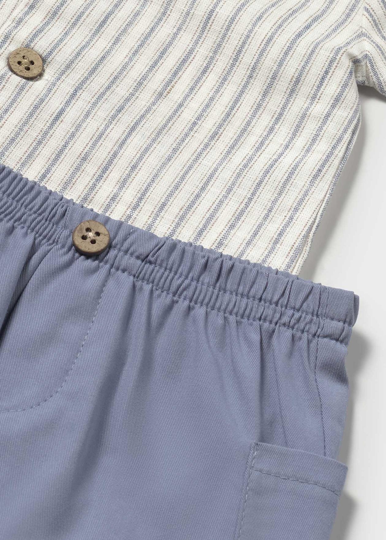 CONJUNTO NIÑO 3 PIEZAS SOBRECAMISA POLERA SHORT NATURAL MAYORAL