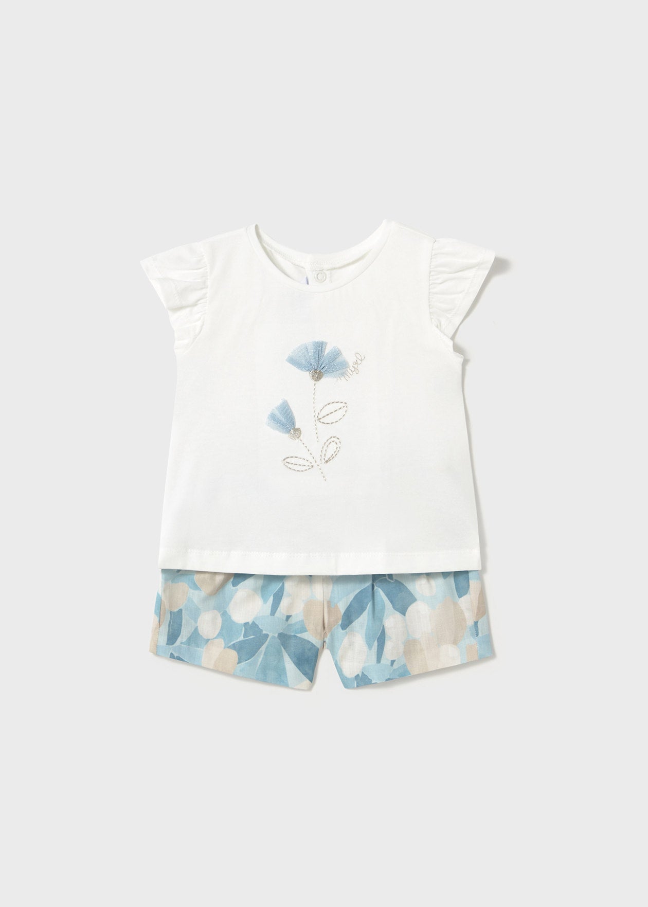 CONJUNTO NIÑA 2 PIEZAS POLERA SHORT CIELO FLORES MAYORAL