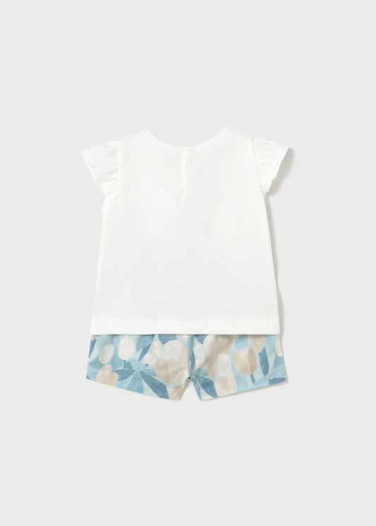 Conjunto niña polera y short cielo flores Mayoral - detalle estampado
