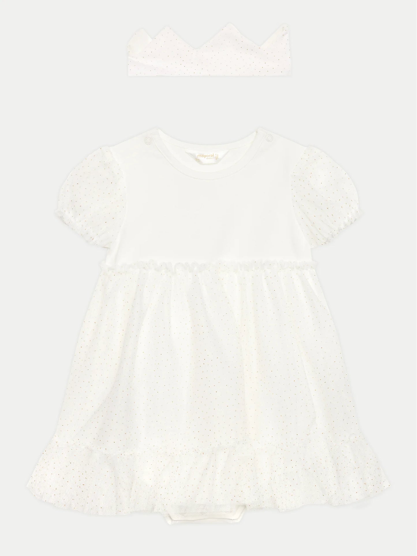 VESTIDO NIÑA MARIPOSA DIADEMA BLANCO MAYORAL