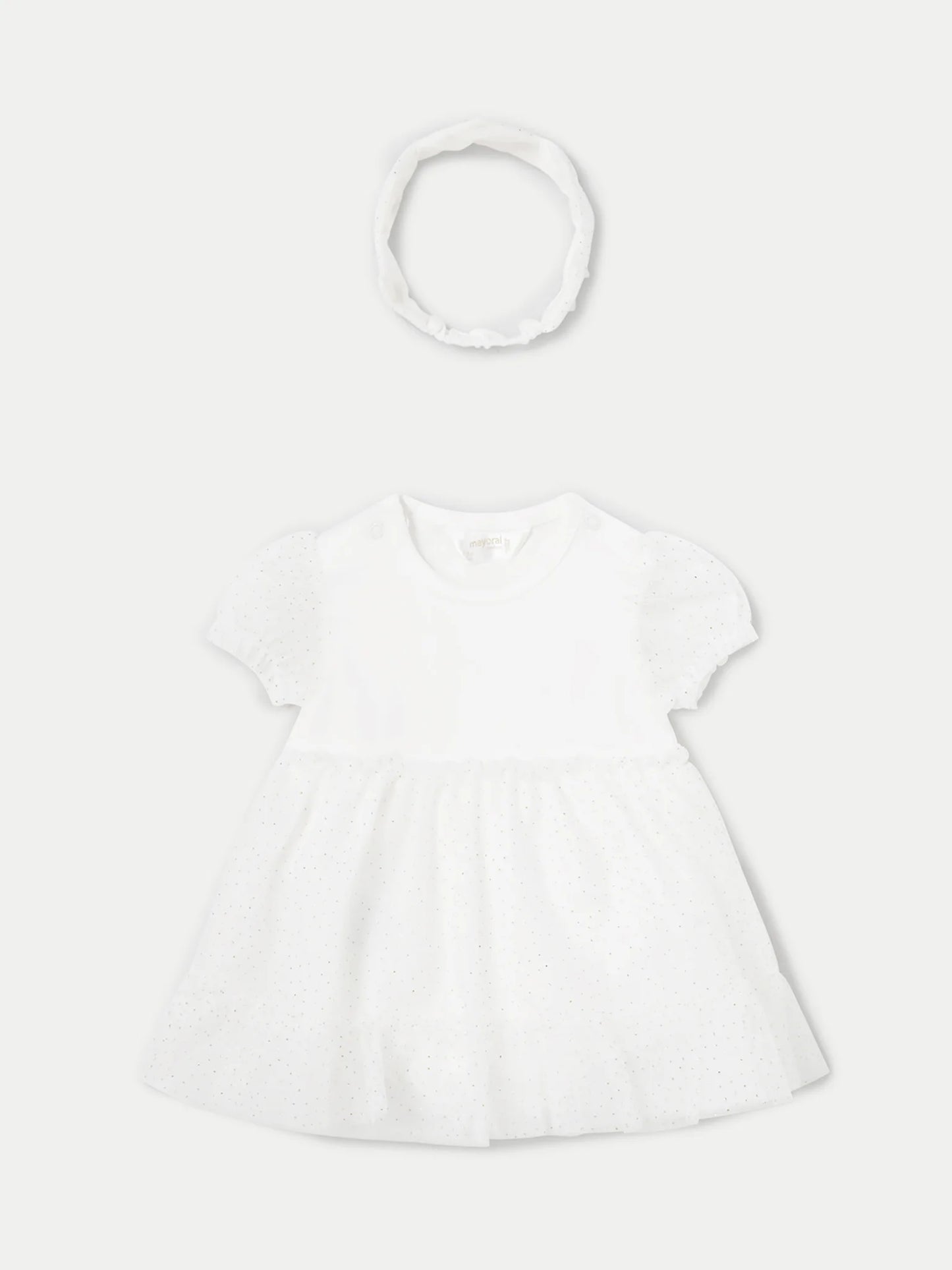 VESTIDO NIÑA MARIPOSA DIADEMA BLANCO MAYORAL