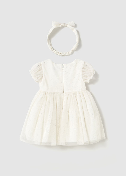 VESTIDO NIÑA CRUDO CON DIADEMA MAYORAL