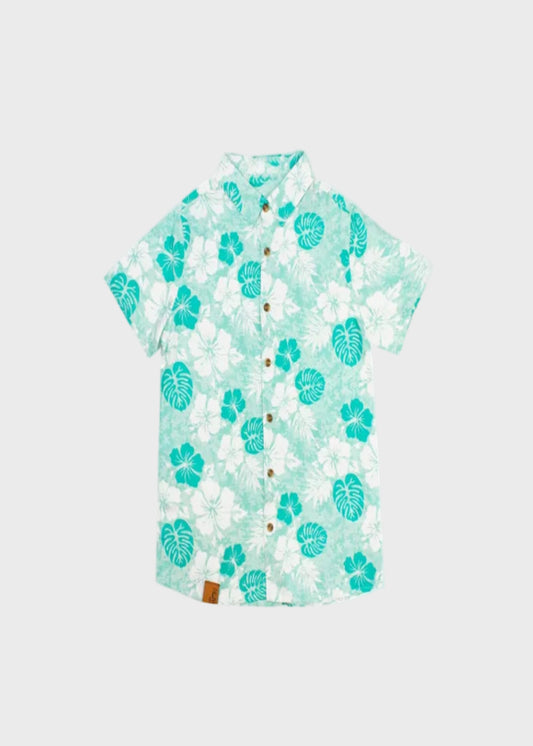 CAMISA NIÑO VERDE HOJAS