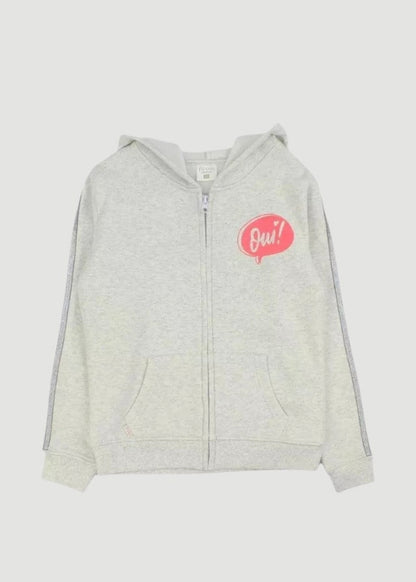 POLERON NIÑA CIERRE GRIS MELANGE