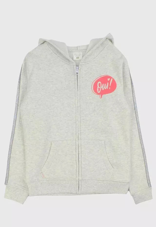 POLERON NIÑA CIERRE GRIS MELANGE