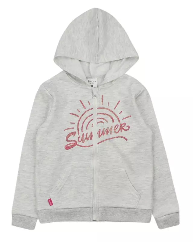 POLERON NIÑA CIERRE GRIS MELANGE