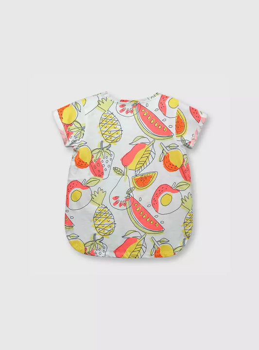 Polera niña blanca estampado frutas - detalle