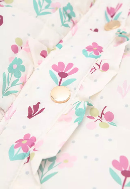 PARKA NIÑA SIN MANGA CRUDO FLORES OSITO