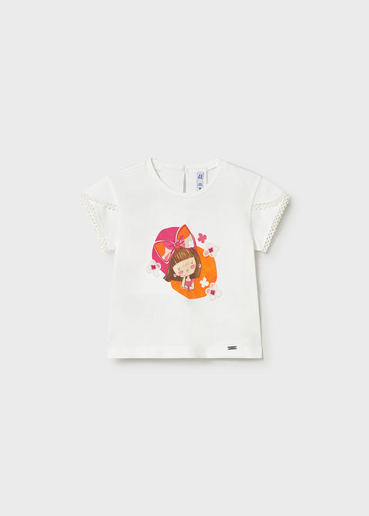 Polera Niña MC Flores Blanco Mayoral