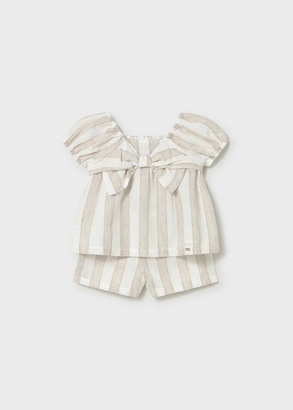 Conjunto Bermuda Rayas Avellana Mayoral