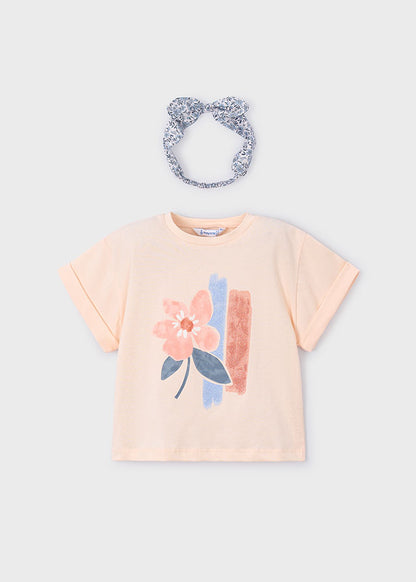 Polera Niña MC Banda con Cintillo Salmon Mayoral