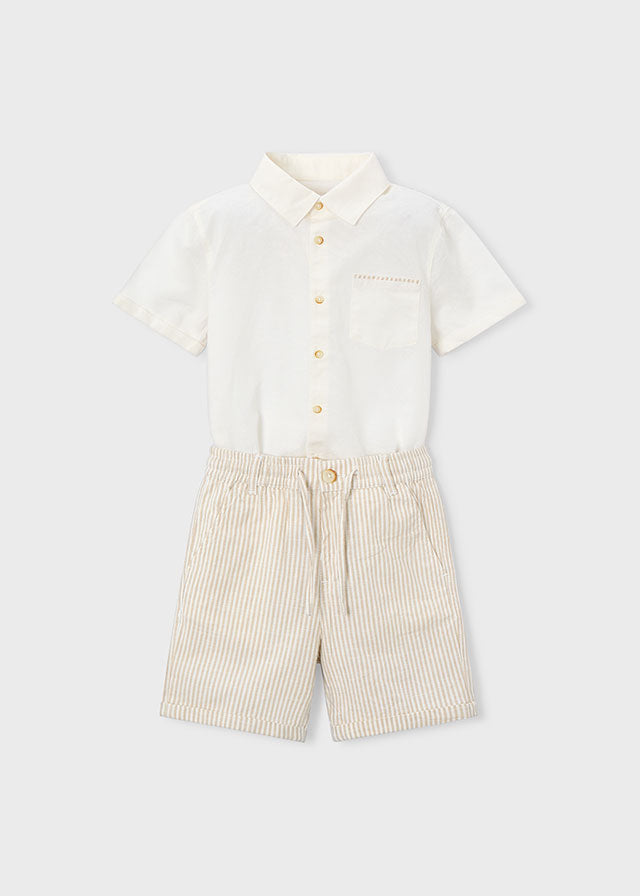 Conjunto Niño 2 Piezas Lino Avena Rayas Mayoral