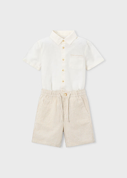 Conjunto Niño 2 Piezas Lino Avena Rayas Mayoral