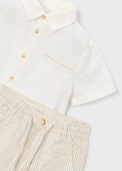 Conjunto Niño 2 Piezas Lino Avena Rayas Mayoral