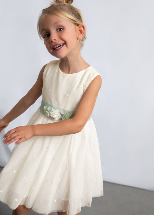 Vestido Tul Bordado Crudo Mayoral