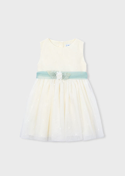 Vestido Tul Bordado Crudo Mayoral