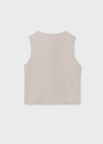 Chaleco Lino Suiting Avena Mez