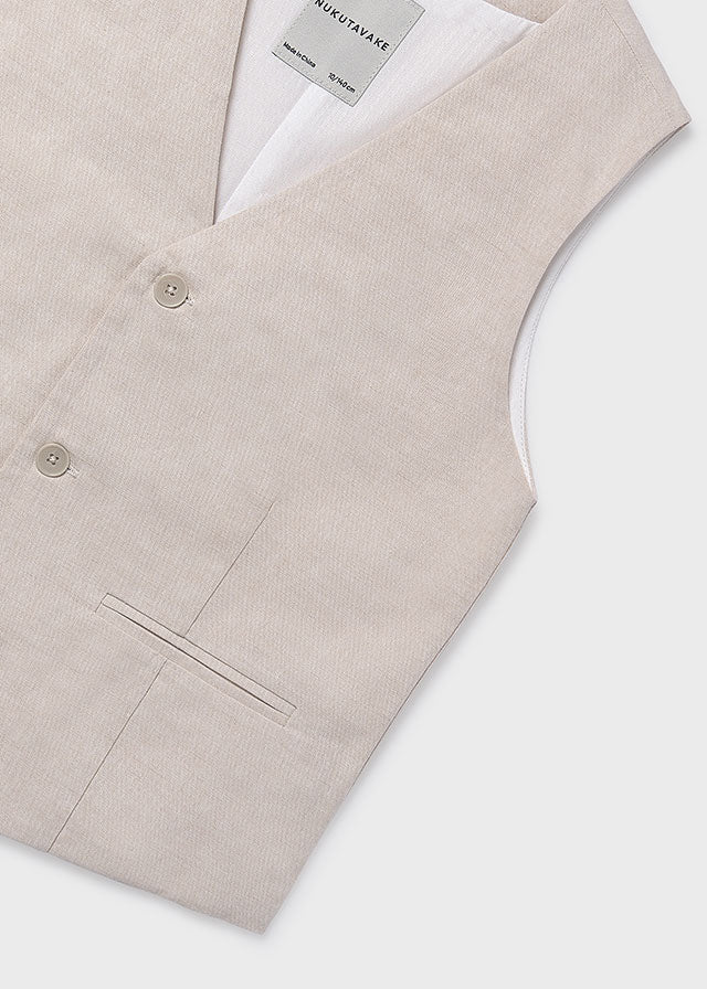 Chaleco Lino Suiting Avena Mez