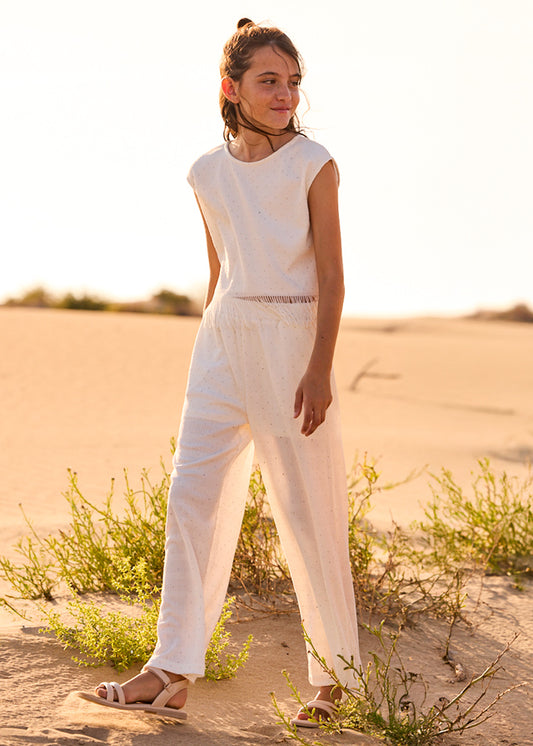Conjunto Pantalon Largo Strass Crudo Mayoral