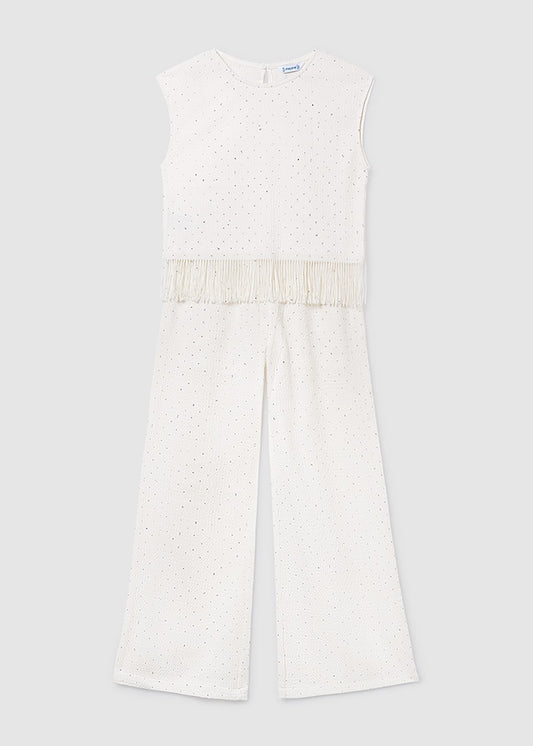 Conjunto Pantalon Largo Strass Crudo Mayoral