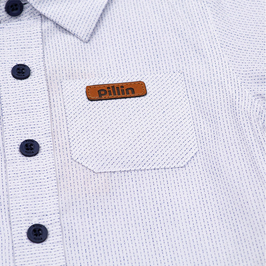Camisa niño blanca manga corta Pillin - detalle bolsillo