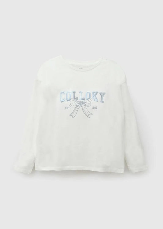 Polera Niña Lentejuelas Blanca
