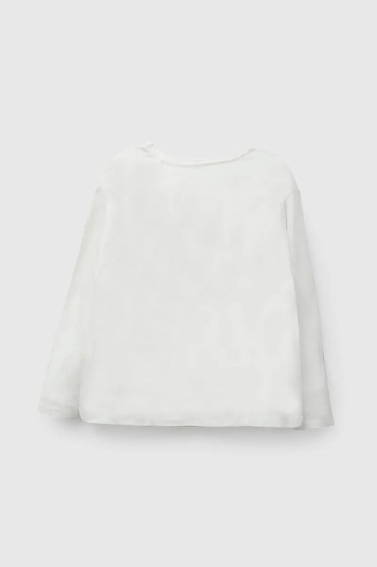 Polera Niña Lentejuelas Blanca