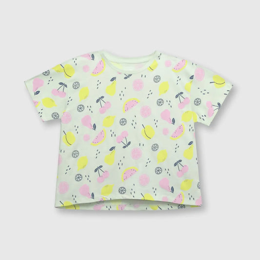 Polera niña verde claro frutas Colloky - detalle