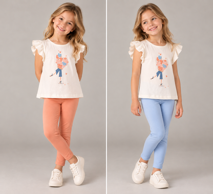Conjunto Polera y 2 Calzas Salmon/Celeste Mayoral