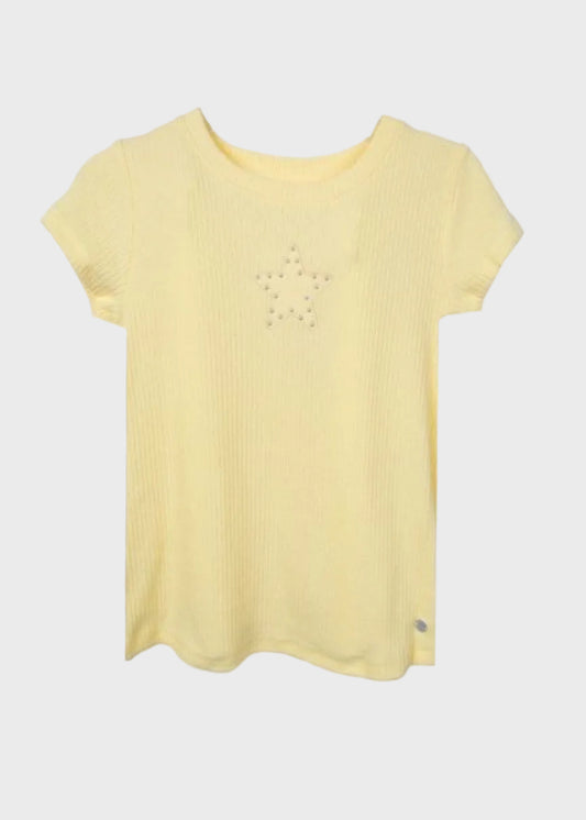 Polera niña amarilla con estrella - detalle