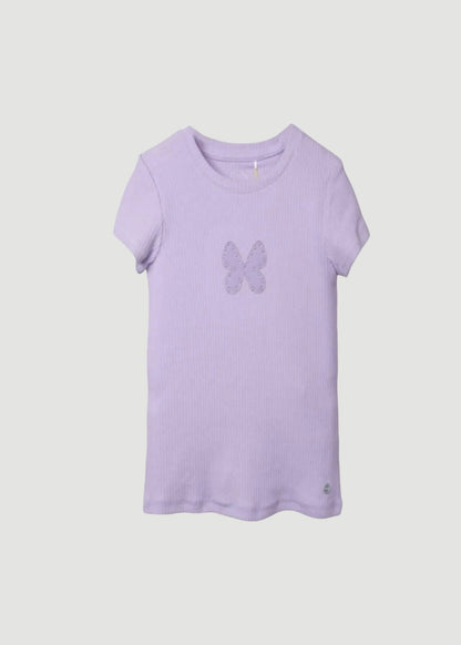 POLERA NIÑA LILA MARIPOSA