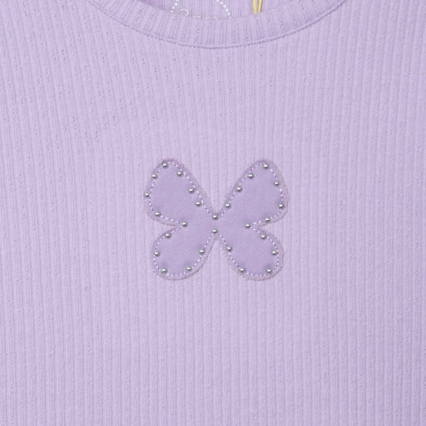 POLERA NIÑA LILA MARIPOSA