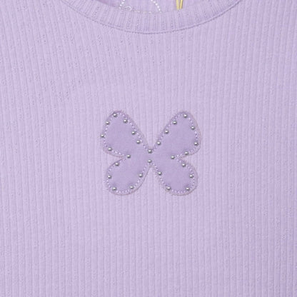 POLERA NIÑA LILA MARIPOSA