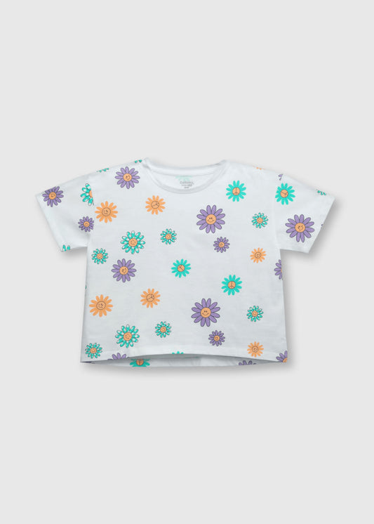 POLERA NIÑA BLANCO FLORES